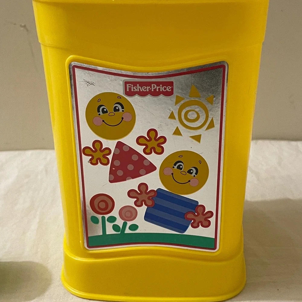Fisher-Price Babys First Blocks Shape Sorter Yellow Bucket 10pc Set B1068 2002